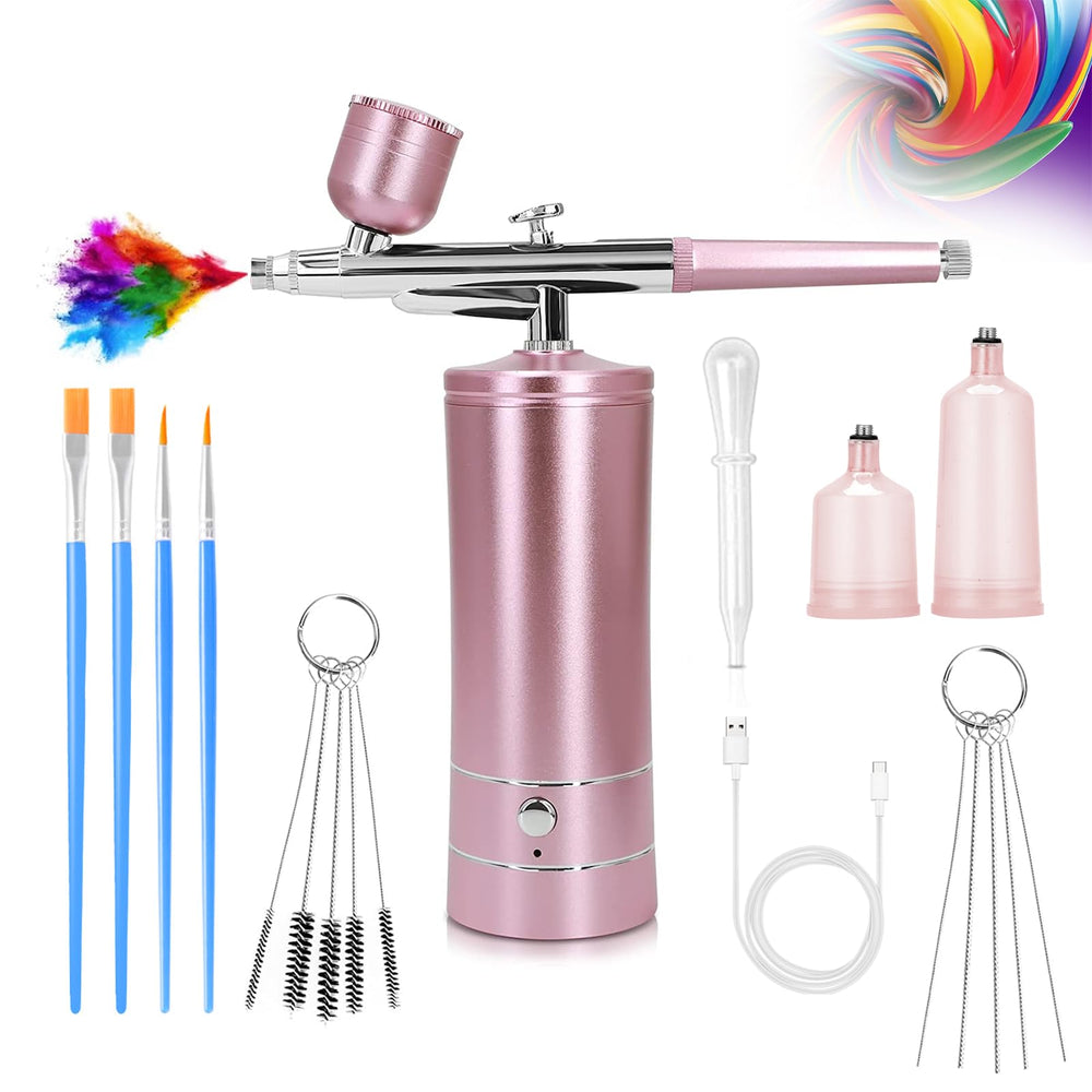 Crpen aerógrafo kit pistola de aire rosa para acabado suave en uñas y maquillaje