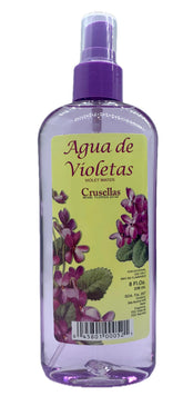 Crusellas Agua de Violetas: frasco con atomizador, aroma suave para equilibrio emocional.