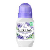 Crystal Essence desodorante mineral Roll-On Lavanda y Té Blanco en botella morada para uso diario