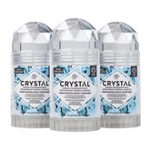 Crystal Essence desodorante mineral sin fragancia en paquete triple para uso diario