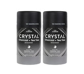 Crystal Essence Charbon Arbre à Thé déodorant magnésium pack deux, invisible sur peau.