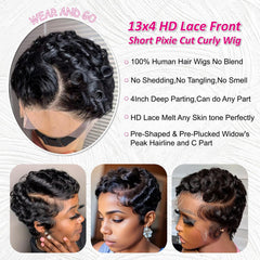 CRYSTALHAIR pixie corto rizado, comodidad ligera para uso diario