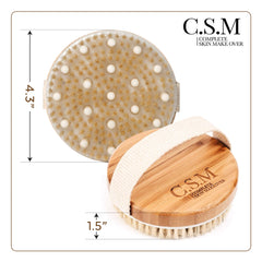 Brocha C.S.M con cerdas de jabalí naturales para cuidado suave de la piel corporal.