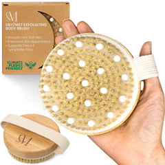 Cepillo corporal C.S.M con cerdas naturales para exfoliación en seco y piel suave.