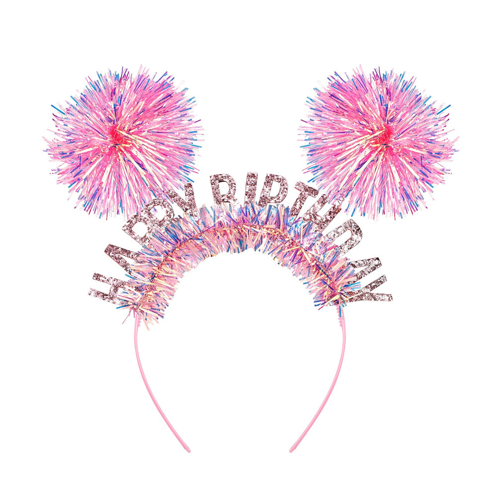 Diadema CUBACO para cumpleaños de mujer con pompón rosa, ideal para fotos