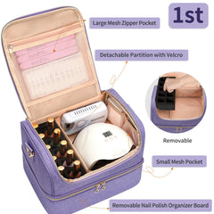Cubetastic diseño doble capa para organizar esmaltes y accesorios en un solo estuche