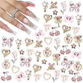 Dijes CUBLIVE corazón 3D para uñas, brillo y romanticismo en manicura.