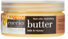 Cuccio Naturale Butter Blends frasco crema corporal: hidratación ligera sin residuo graso.