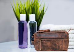 Cuero kit toilette cuir buffle-fermeture solide, sécurité des affaires en déplacement.