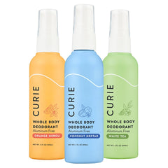 Desodorante Curie pack OG en aerosol, protección todo el día sin aluminio.