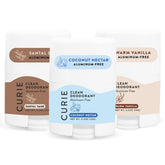 Desodorante Curie natural formato viaje, pack 3 mini unidades para llevar en cualquier viaje.