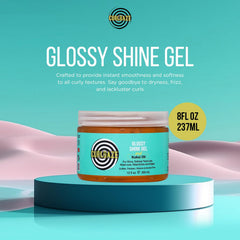 Curldaze Glossy Shine Gel defines curls with a soft, glossy finish.