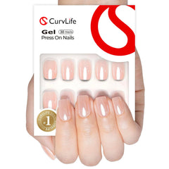 CurvLife uñas press-on, 30 piezas, acabado espejo rosa para uso diario.