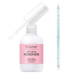 Curvlife quita pegamento de uñas con brocha para un despegado suave.