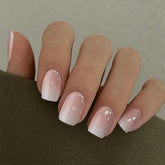 Curvlife uñas Frances Rosa gradiente con cubrimiento completo para un acabado elegante.