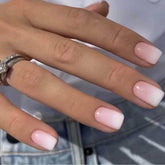 CurvLife uñas postizas cortas cuadradas beige con diseño apricot para uso diario