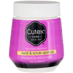 Cutex quitaesmalte Twist & Scrub: botella frontal, fácil de usar en casa.