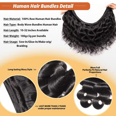Cuzuzu Mechones Body Wave de 22 pulgadas, mezcla natural con tu melena