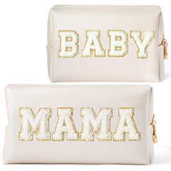 CY2SIDE conjunto Mama y Baby, bolsas de maquillaje blancas para viaje y organización diaria.