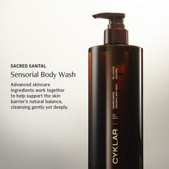 CYKLAR limpiador corporal sensorial Sacred Santal, espuma lujosa que nutre la piel
