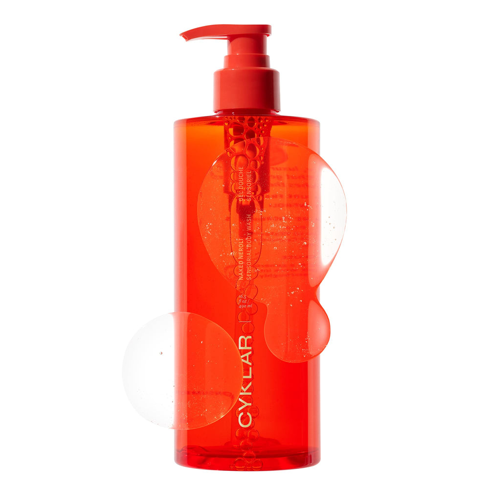 CYKLAR Sensorial Body Wash Naked Neroli en botella con aroma y limpieza suave, beneficio de hidratación