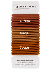 Ligas para cabello en tonos rojizos de Cyndibands, variadas para combinar.