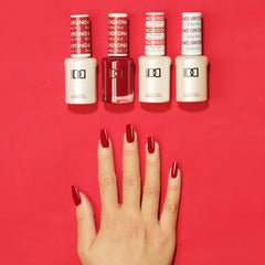 DAISY DND muestra color rojo en uñas, idea para manicuras rápidas.