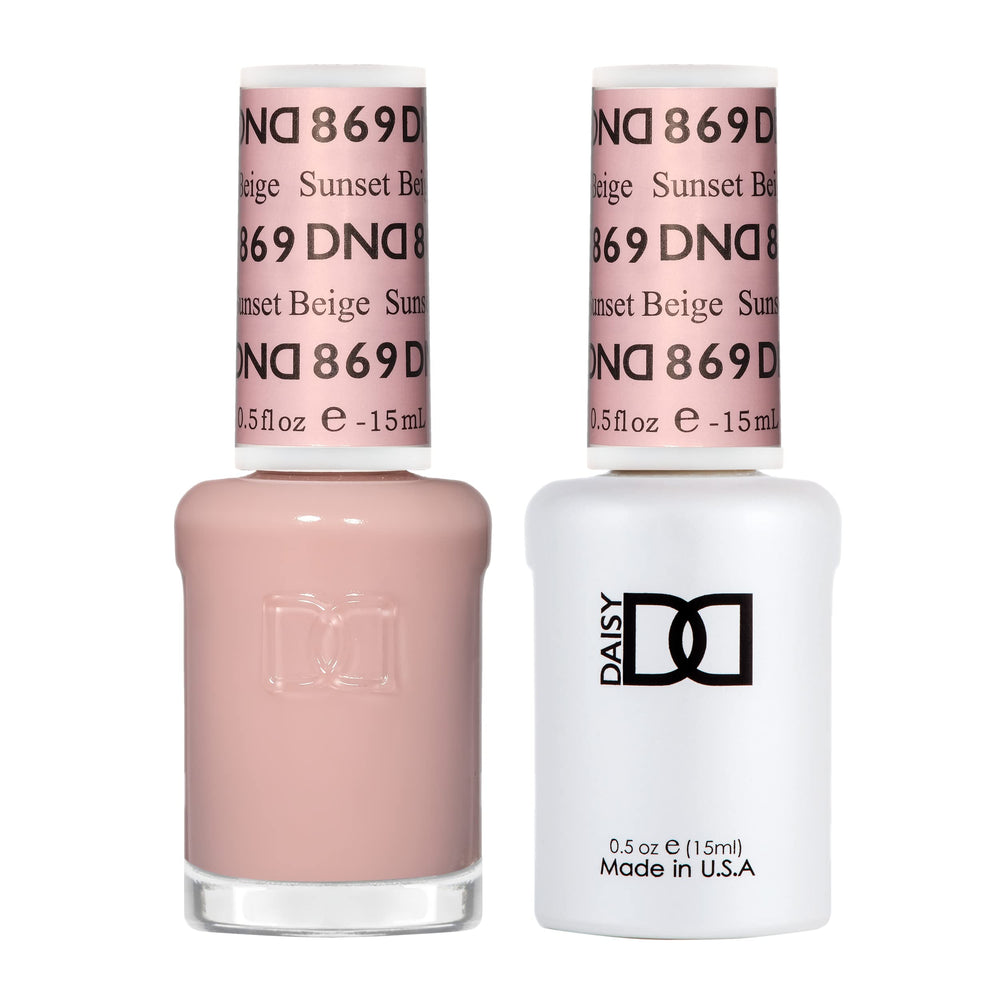 DAISY DND Sunset Beige gel en botella, tono suave para uñas.