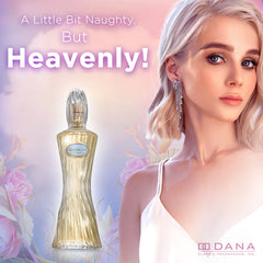 Dana Heaven Sent, etiqueta frontal legible, aroma sofisticado para mujeres