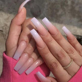 Danmanr uñas artificiales cuadradas Frances nude, acabado natural para uso diario