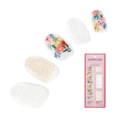 Dashing Diva Wallflower Frenzy en uñas brillantes para un acabado glam duradero.