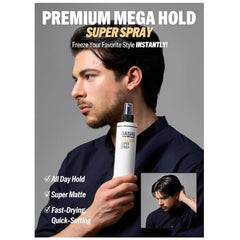 DASHU Mega Hold Spray ofrece fijación ultrafuerte para peinados que duran todo el día.