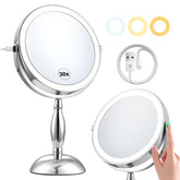 DASLAVA Miroir 30x lumineux pour maquillage précis.