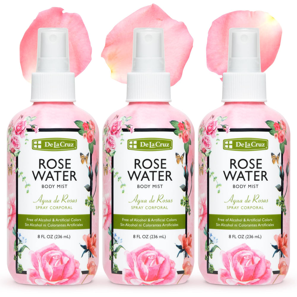 Agua de rosas De La Cruz para rostro, bruma facial refrescante.