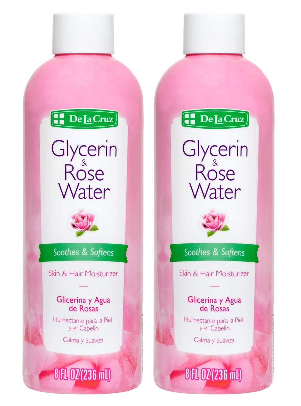 De La Cruz agua de rosas y glicerina, frasco para hidratar rostro
