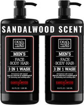 Dead Sea Collection gel de ducha para hombre, caja con dos botellas y fragancia a sándalo.