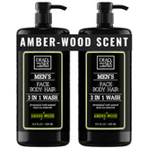 Dead Sea Collection gel ducha Amber Wood en botella, aroma intenso y limpieza suave para piel.