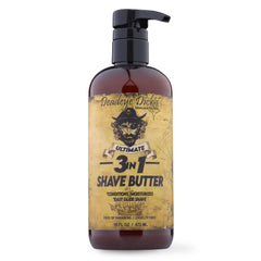 Deadeye Dick's mantequilla de afeitado 3-en-1: botella lista para una afeitada suave.