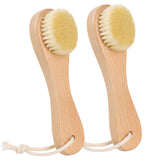 DEBETOOL cepillo facial seco de madera con cerdas de jabalí para exfoliar poros suavemente.