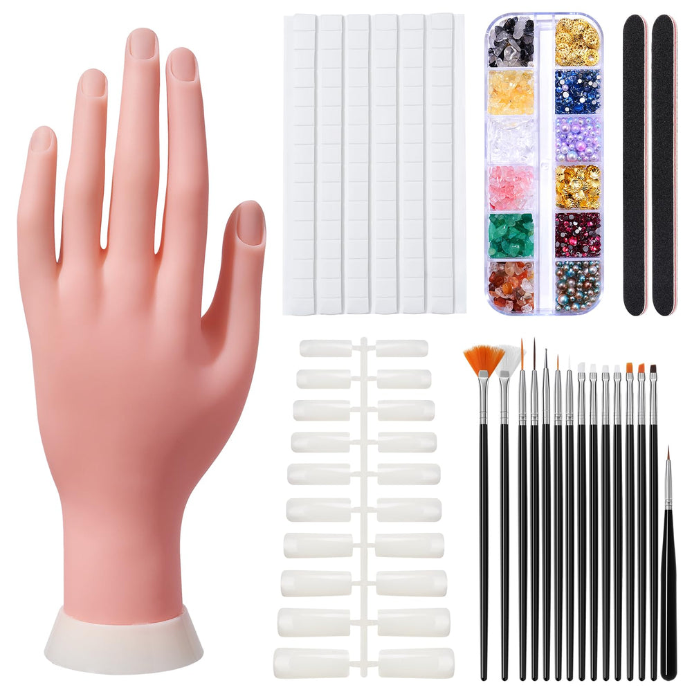 Mano de práctica Deciniee para uñas acrílicas, ideal para ensayo de técnicas.