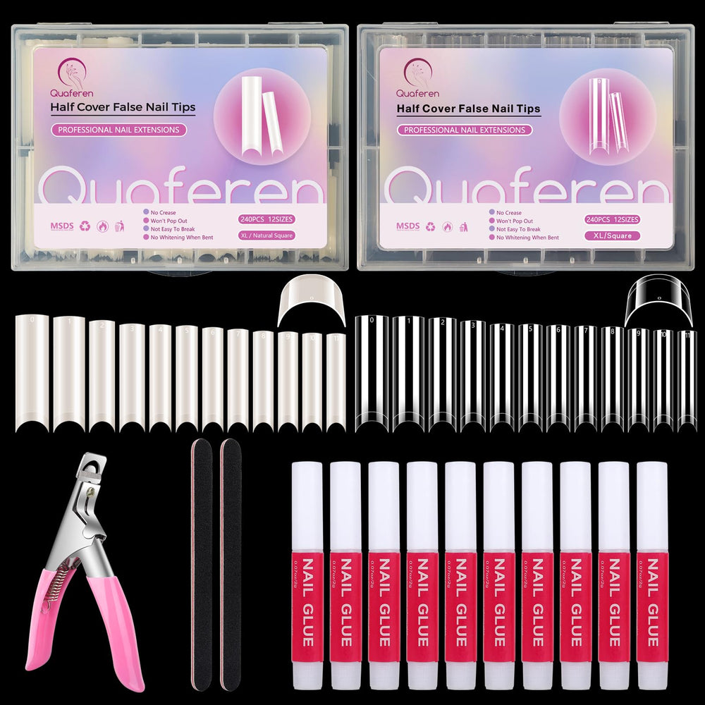 Deciniee tips uñas curva C extralargas naturales para un acabado duradero.