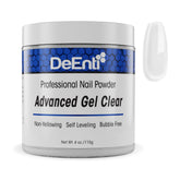 DeEnti polvo acrílico gel claro 4oz, acabado cristalino y duradero para uñas.