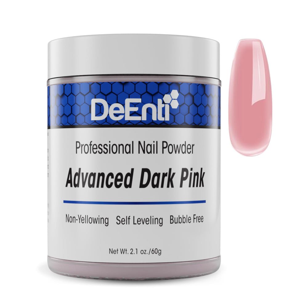 DeEnti polvo acrílico uñas rosado oscuro 2oz para un acabado profesional duradero.
