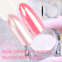 Deepmind White Pearl Chrome, primer plano de polvo fino para efecto espejo.