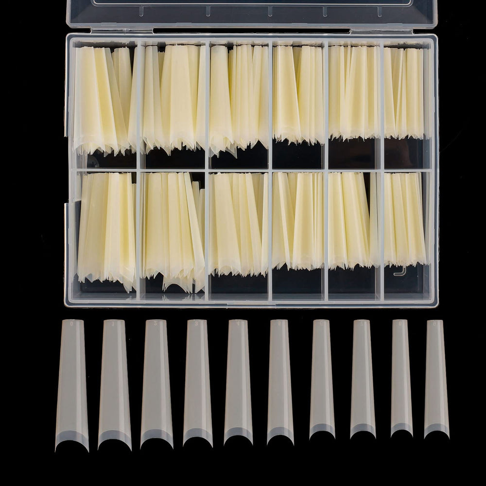 Defuber puntas extralargas ballerina natural para uñas duraderas y elegantes.