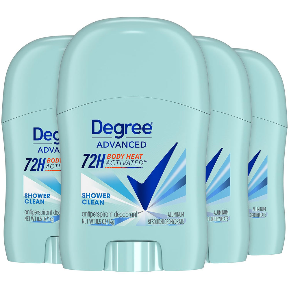 Degree desodorante avanzado, botella, proporciona frescura continua durante todo el día.