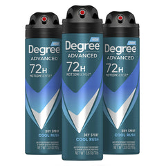 Degree Men Cool Rush dry spray lata: sensación seca al instante y protección para el día.