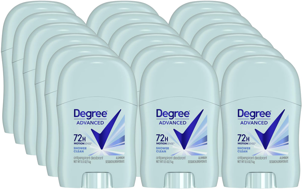 Degree Travel Deodorant Stick demonstrates compact size for on-the-go freshness.