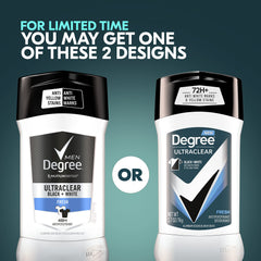 Degree Ultraclear Fresh ropa negra sin marcas visibles.