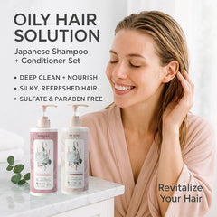 DEMIKI champú japonés para cabello oleoso, controla grasa y frescura diaria.